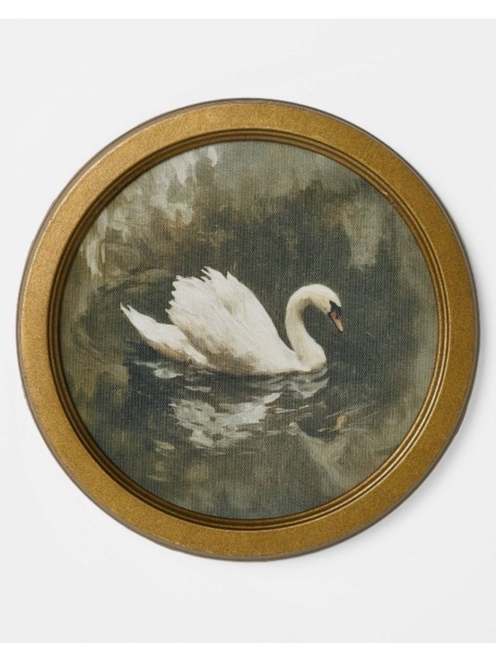 10" White Bird Round Framed Wall Art Swan - Threshold Studio McGee